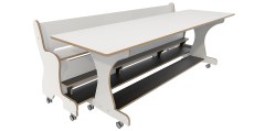 Hoogzit tafel L220 x B64 cm Wit met bank Tangara Groothandel voor de Kinderopvang Kinderdagverblijfinrichting4